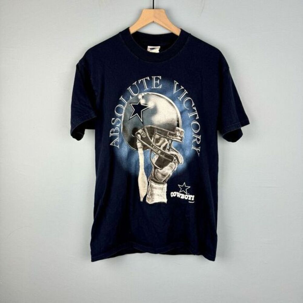 '96 Mens Dallas Cowboys‎ T-Shirt Blue Double Sided Absolute Victory Size Large